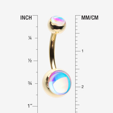 Detail View 1 of Golden Iridescent Revo Sparkle Belly Button Ring-Rainbow/Multi-Color